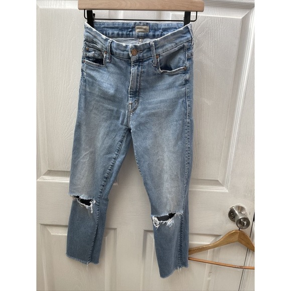 Mother High Waisted Looker Ankle‎ Fray Thrilling Shots Blue Denim Jeans 25 USA - Picture 1 of 9